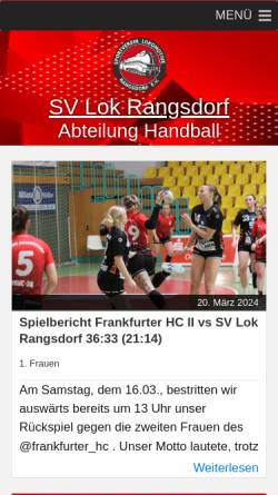 Vorschau der mobilen Webseite handball.svlok-rangsdorf.de, SV Lokomotive Rangsdorf e. V.