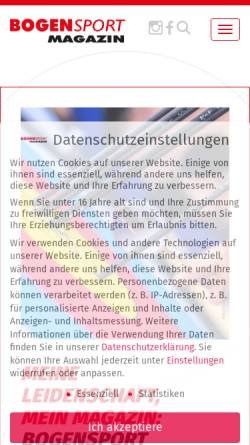 Vorschau der mobilen Webseite bogensport.de, Bogensport-Magazin