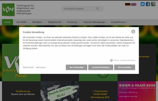 Vorschau von vaam.de, Vereinigung für Allgemeine und Angewandte Mikrobiologie (VAAM)