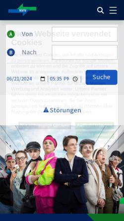 Vorschau der mobilen Webseite www.nvv.de, NVV Nordhessischer VerkehrsVerbund