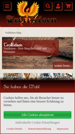 Vorschau der mobilen Webseite trollfelsen.de, Trollfelsen, Thomas Niegel