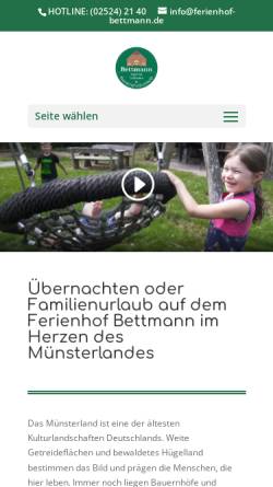 Vorschau der mobilen Webseite www.ferienhof-bettmann.de, Ferienhof-Bettmann