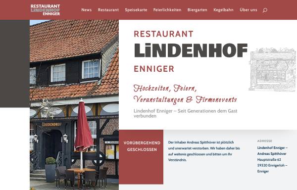 Vorschau von www.lindenhof-enniger.de, Restaurant Lindenhof Enniger