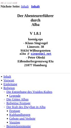 Vorschau der mobilen Webseite www.singvogel.net, Der Abenteurerführer durch Alba