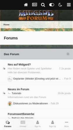 Vorschau der mobilen Webseite www.midgard-forum.de, Midgard-Forum