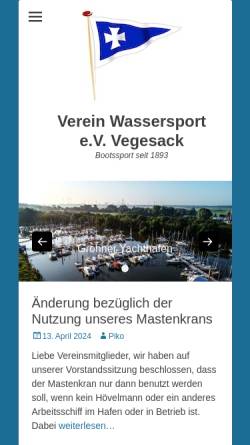 Vorschau der mobilen Webseite www.v-wv.de, Verein Wassersport e.V. Vegesack