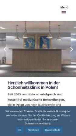 Vorschau der mobilen Webseite www.plastische-operationen-polen.de, Vermittlungsagentur Medi Invite