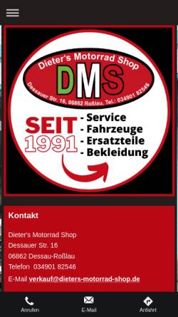 Vorschau der mobilen Webseite www.dieters-motorrad-shop.de, Dieter´s Motorrad Shop