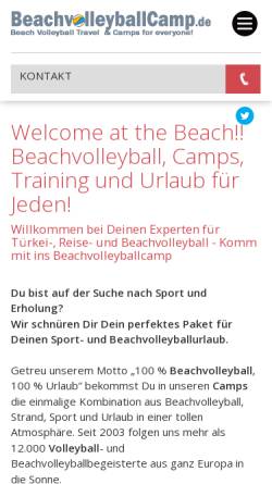 Vorschau der mobilen Webseite www.beachvolleyballcamp.de, Beachvolleyballcamp in der Türkei