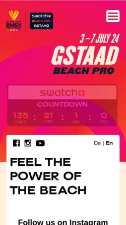 Vorschau der mobilen Webseite www.beachworldtour.ch, 1to1 Energy Beach Volley Open Gstaad