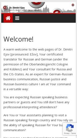 Vorschau der mobilen Webseite www.russisch-uebersetzungen-koeln.de, Dr. Dimitri Ejov