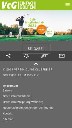 Vorschau der mobilen Webseite www.vcg.de, VcG - Vereinigung clubfreier Golfspieler e.V.