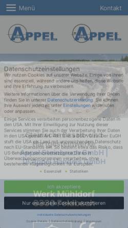Vorschau der mobilen Webseite www.basalt.at, Appel Steinbruch Ges.m.b.H. & Co. KG
