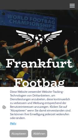 Vorschau der mobilen Webseite www.frankfurtfootbag.de, Frankfurt Footbag e.V.
