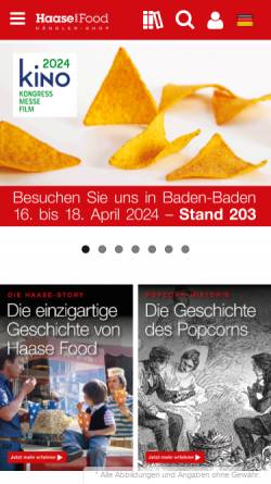 Vorschau der mobilen Webseite haase-food.com, Haase GmbH