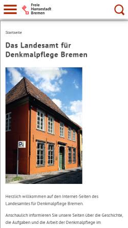 Vorschau der mobilen Webseite www.denkmalpflege.bremen.de, Landesamt für Denkmalpflege