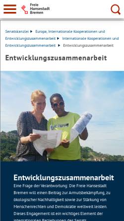 Vorschau der mobilen Webseite www.lafez.bremen.de, Landesamt für Entwicklungszusammenarbeit