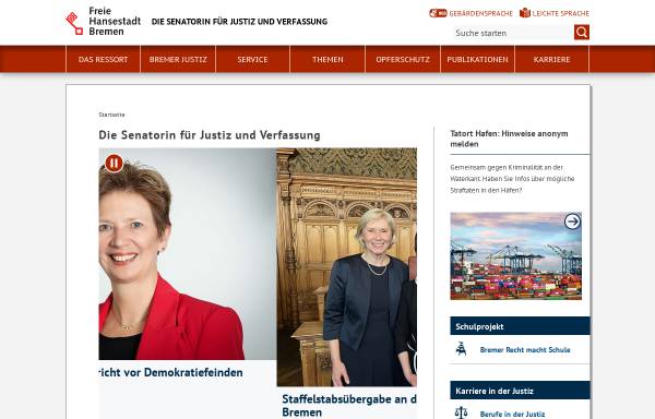 Vorschau von www.justiz.bremen.de, Der Senator für Justiz und Verfassung