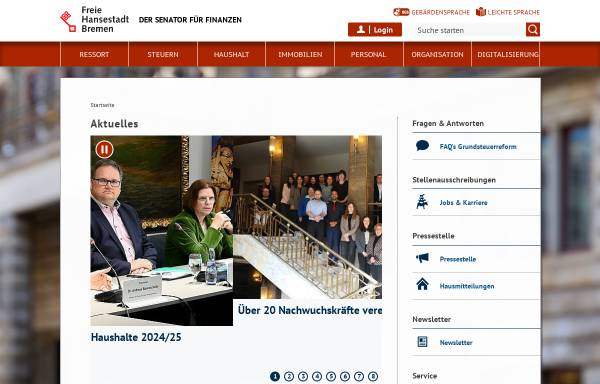 Vorschau von www.finanzen.bremen.de, Die Senatorin für Finanzen