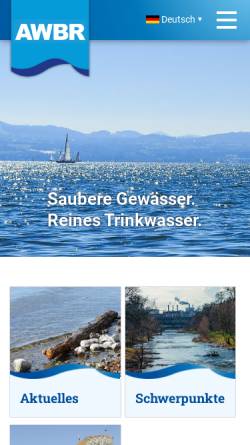 Vorschau der mobilen Webseite www.awbr.org, Arbeitsgemeinschaft Wasserwerke Bodensee-Rhein (AWBR)