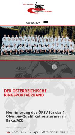 Vorschau der mobilen Webseite www.ringkampf.at, Österreichischer Amateur Ringer Verband (ÖARV)