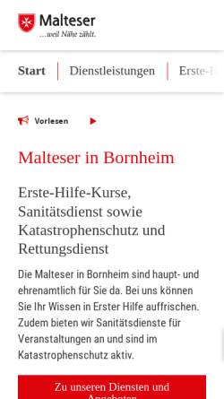 Vorschau der mobilen Webseite www.malteser-bornheim.de, Malteser e.V.-Bornheim
