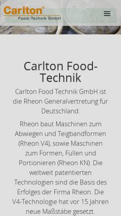 Vorschau der mobilen Webseite www.carlton.de, Carlton-Food-Technik GmbH