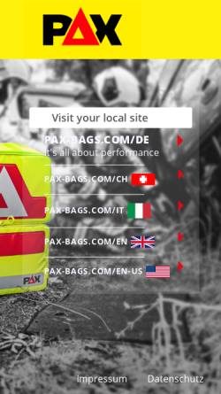 Vorschau der mobilen Webseite www.pax-bags.de, X-CEN-TEK GmbH & Co. KG