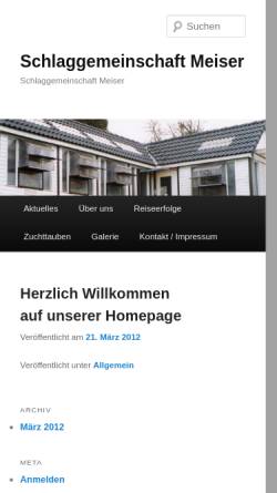 Vorschau der mobilen Webseite www.sgmeiser.de, Taubenzucht Schlaggemeinschaft Meiser