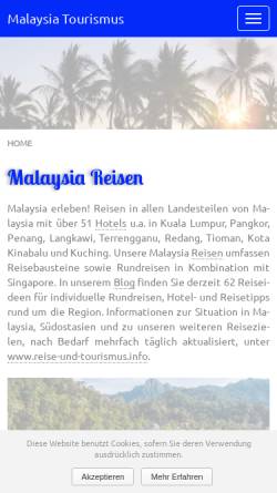 Vorschau der mobilen Webseite www.malaysia-tourismus.de, Informations- und Reiseportal rund um Malaysia