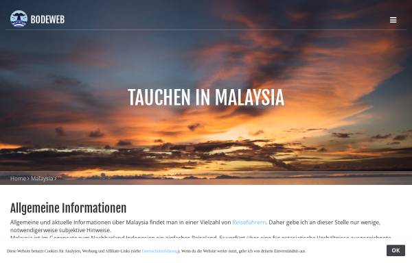 Vorschau von www.bodeweb.de, Tauchen in Malaysia