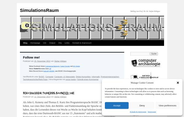 Vorschau von www.simulationsraum.de, Simulationsraum: Weblog für Medien/Film/Kultur