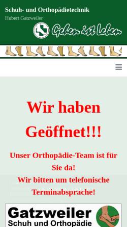 Vorschau der mobilen Webseite www.schuh-gatzweiler.de, Gatzweiler