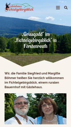 Vorschau der mobilen Webseite www.fichtelgebirgsblick.de, Gästehaus Fichtelgebirgsblick in Förstenreuth