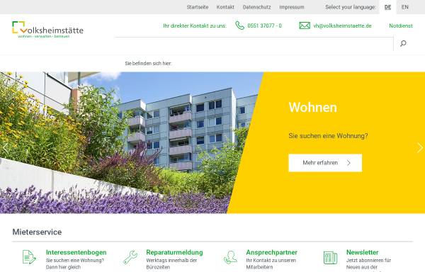 Vorschau von www.volksheimstaette.de, Volksheimstätte eG