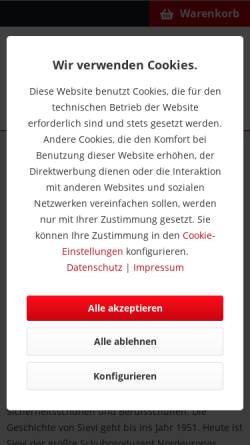Vorschau der mobilen Webseite www.sievi-sicherheitsschuhe.de, Sievi - Profi-Arbeits-Schutz-Steinburg, Inh. Frits Frederiksen