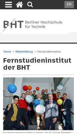 Vorschau der mobilen Webseite www.beuth-hochschule.de, Fernstudieninstitut (FSI) der TFH Berlin