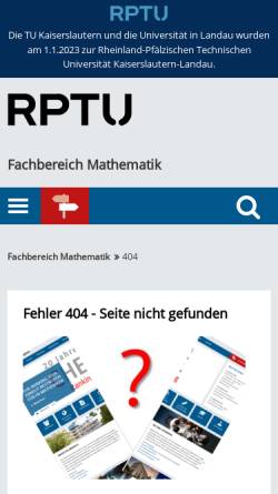 Vorschau der mobilen Webseite www.mathematik.uni-kl.de, Universität Kaiserslautern