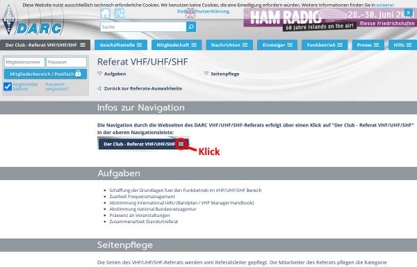 Vorschau von www.darc.de, Amateurfunk-Relaislisten des DARC
