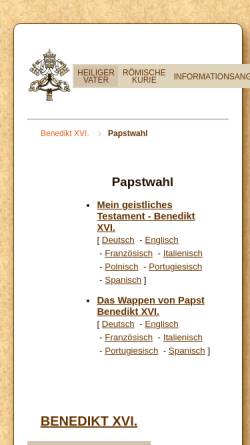 Vorschau der mobilen Webseite www.vatican.va, Annuntio vobis gaudium magnum habemus papam