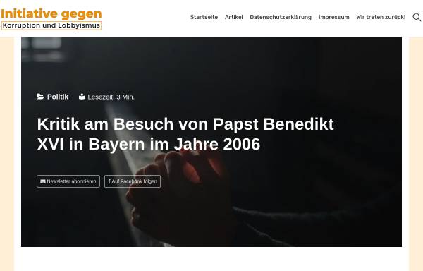 Vorschau von www.benedikt-in-bayern.de, Papst Benedikt XVI. in Bayern