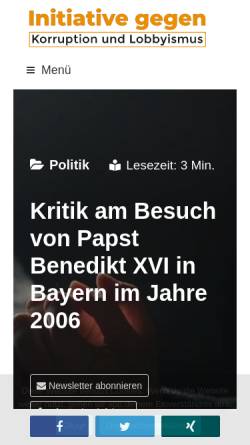 Vorschau der mobilen Webseite www.benedikt-in-bayern.de, Papst Benedikt XVI. in Bayern
