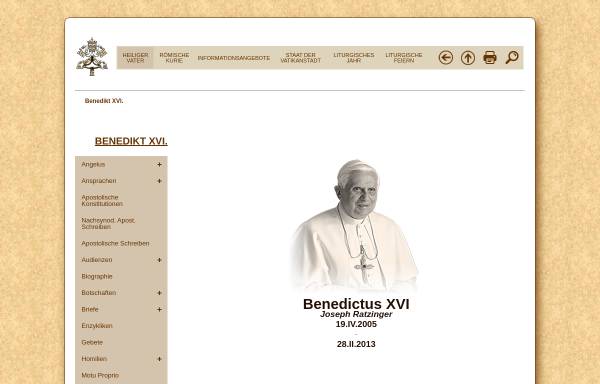 Vorschau von www.pontifex-benedictusxvi.de, Pontifex Benedictus XVI.