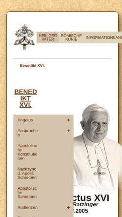 Vorschau der mobilen Webseite www.pontifex-benedictusxvi.de, Pontifex Benedictus XVI.