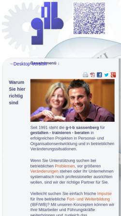 Vorschau der mobilen Webseite g-t-b.com, G-t-b Gesellschaft für Trainings- und Beratungskonzepte Thielen und Sassenberg GbR