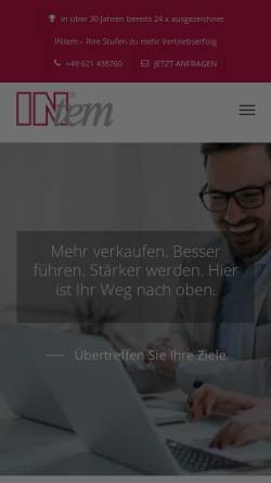 Vorschau der mobilen Webseite www.intem.de, INtem Trainergruppe Seßler & Partner Gesellschaft für Kommunikations-, Verkaufs- und Managementtraining mbH