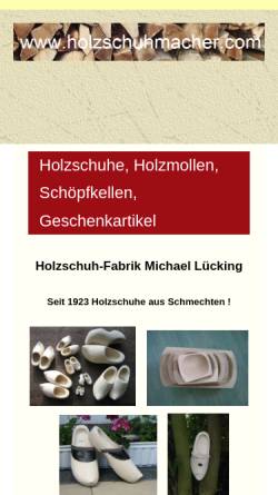 Vorschau der mobilen Webseite holzschuhmacher.com, Holzschuhe - Lücking