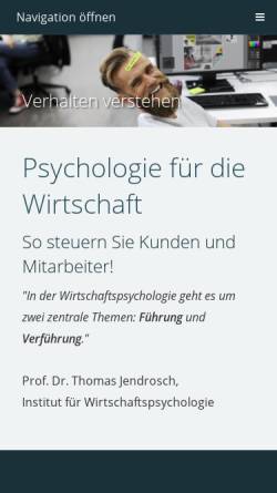 Vorschau der mobilen Webseite www.jendrosch.com, Wirtschaftspsychologische Beratung Prof. Dr. Thomas Jendrosch