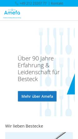 Vorschau der mobilen Webseite www.amefa.de, Amefa Stahlwaren GmbH