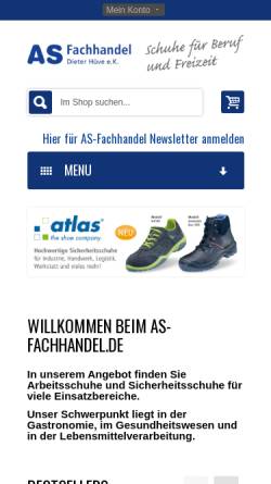 Vorschau der mobilen Webseite as-fachhandel.de, Hüve und Gerdes